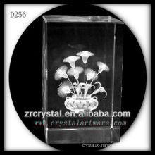 K9 3D Laser Flower Inside Crystal Rectangle